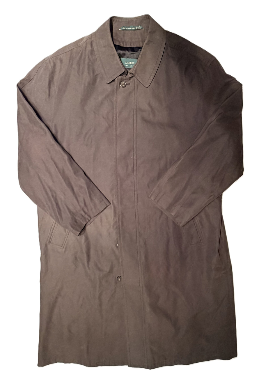 Lauren Ralph Lauren Trench Coat Brown Button Front Size 44R